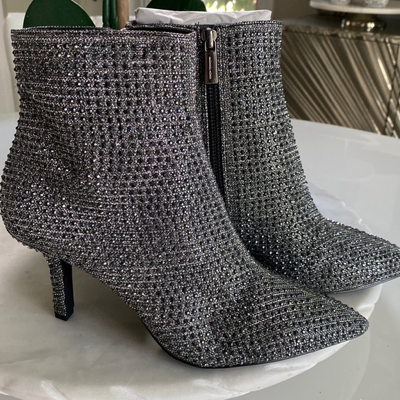 Michael Kors Shoes - Michael Kors Metallic Alina Flex Studded booties👢 8.5 in anthracite!